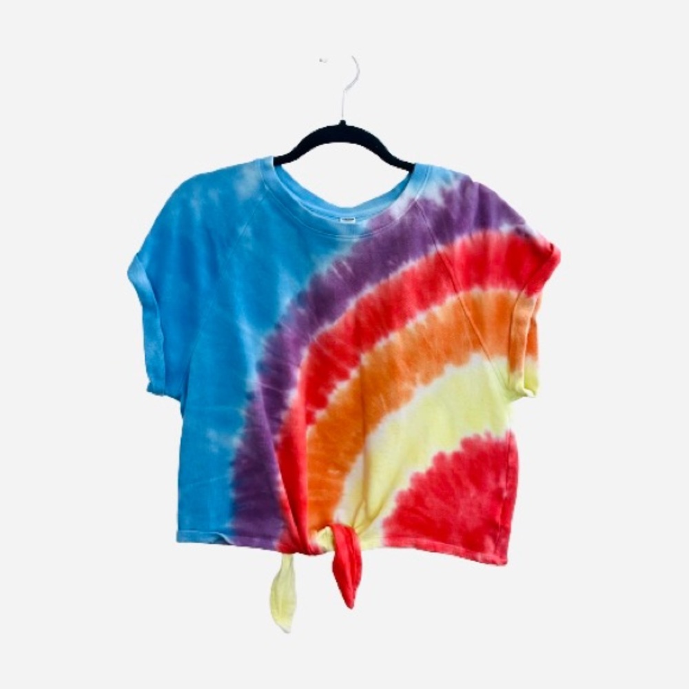 Old Navy Rainbow Tie Dye Front Tie Shirt